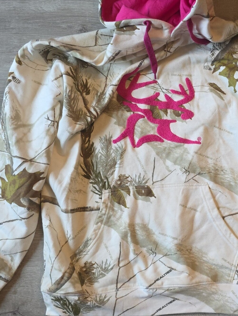 Realtree | Cream Camo Hoodie with Pink Logo